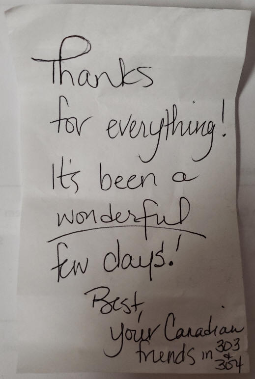 Thanks for everything. It's been wonderful.