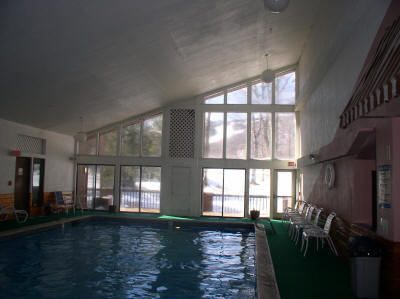 Indoor pool with mountain view